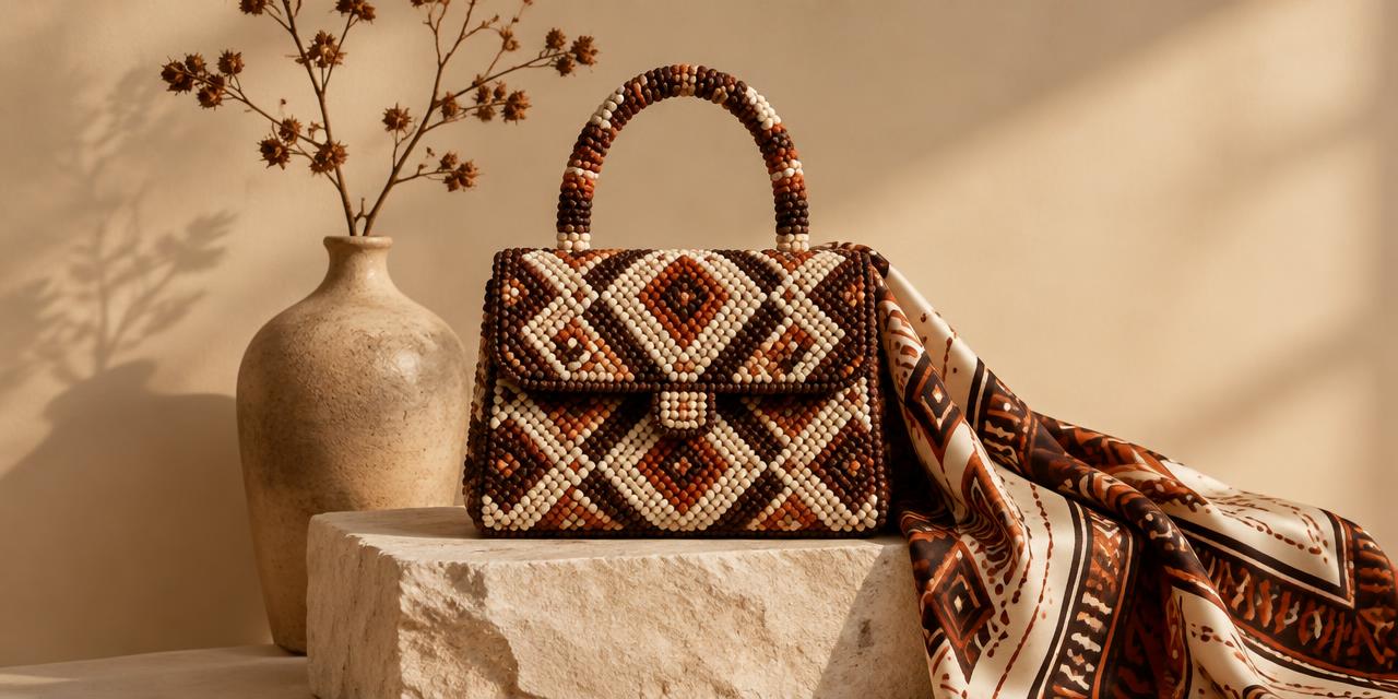 Sac perlé et foulard imprimé